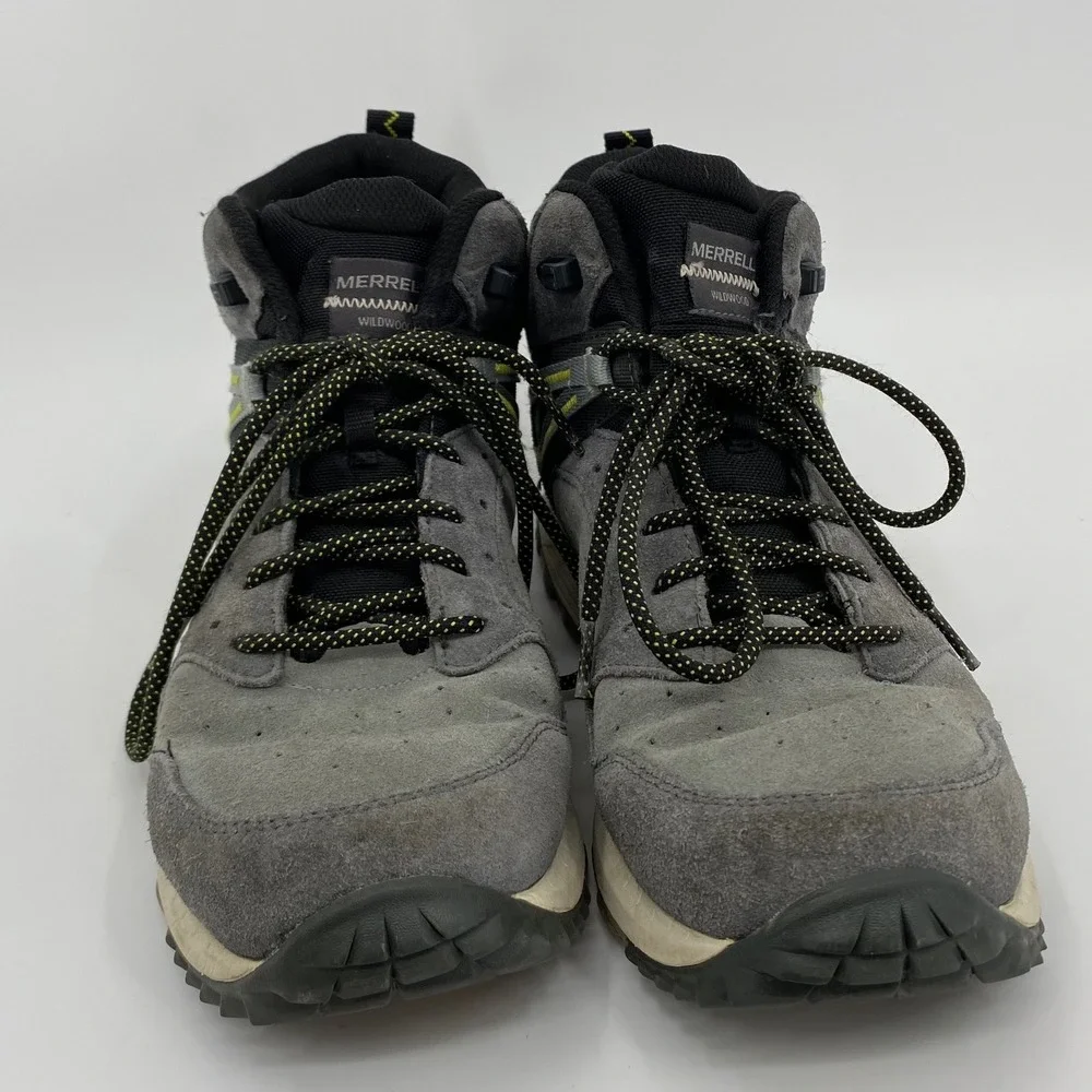 Merrell Wildwood Mid Waterproof Mens Gray Suede Hiking Boots J068029‎ Size 9